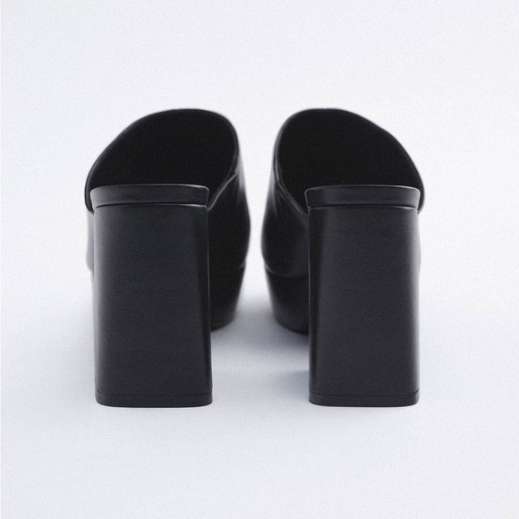NWT. Zara Black Clogs with Block Heel and Platform. Size 11. - Picture 4 of 8